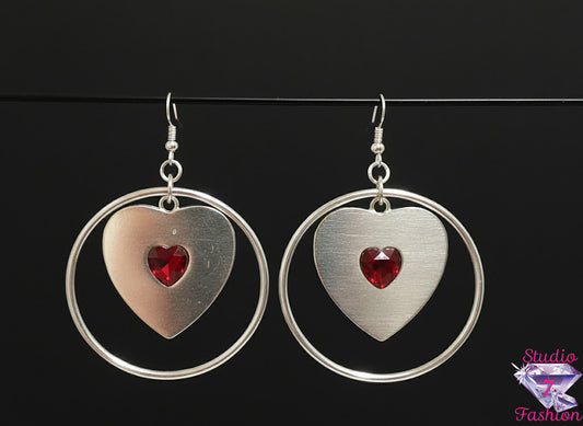 Large Heart and Hoop Earrings