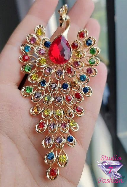 Carnival Feather Peacock Brooch