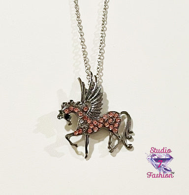 Fantastic Pegasus Colorful Rhinestone Necklace