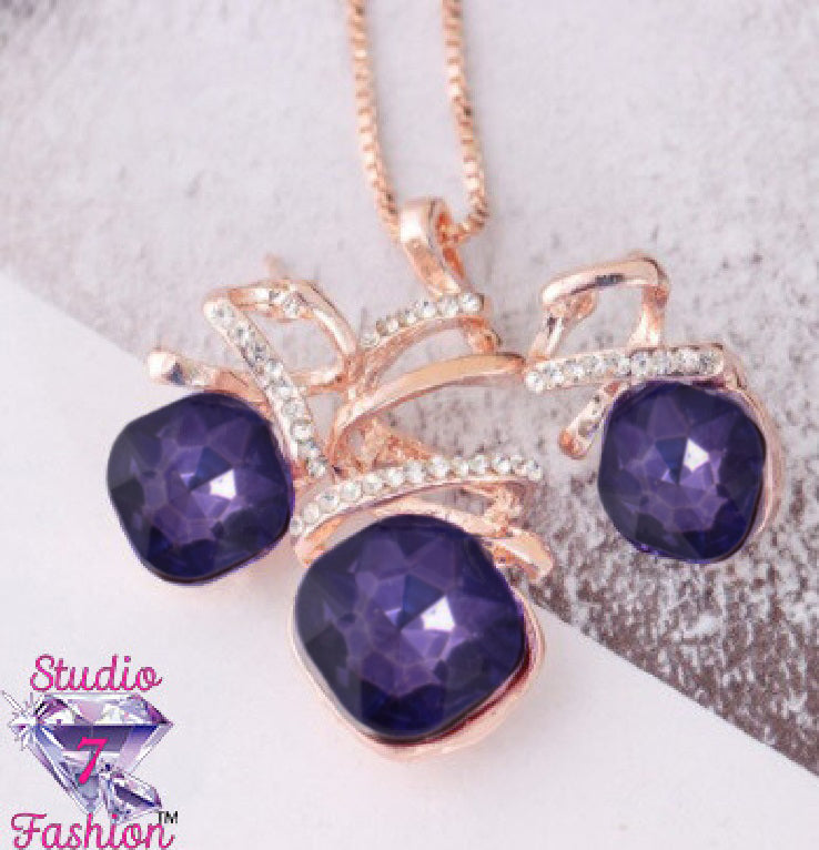 Lilac Twirl Necklace Earring Set