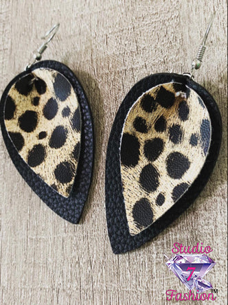 On The Hunt Leopard Print Leatherette Earrings