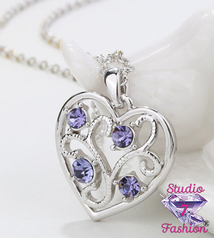 Periwinkle Swirl Heart Necklace