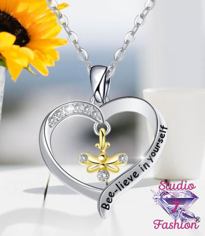 Bee-lieve in Yourself Heart Necklace