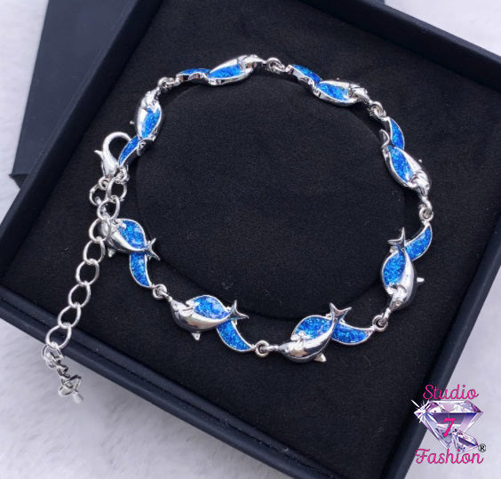 Blue Wave and Jumping Dolphin Bracelet