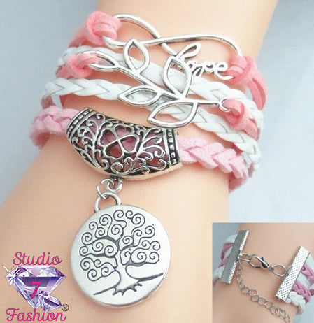 Multilayer Leatherette Tree of life Bracelet