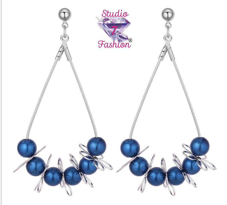 Dangling Cobalt Beaded Earrings