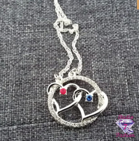 Double Linked Heart in Circle Necklace