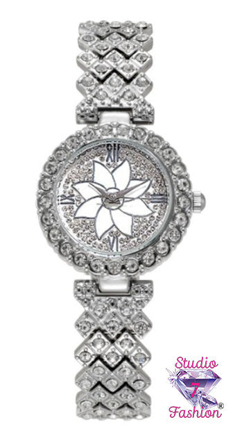 Floral Motif Ladies' Watch Silver