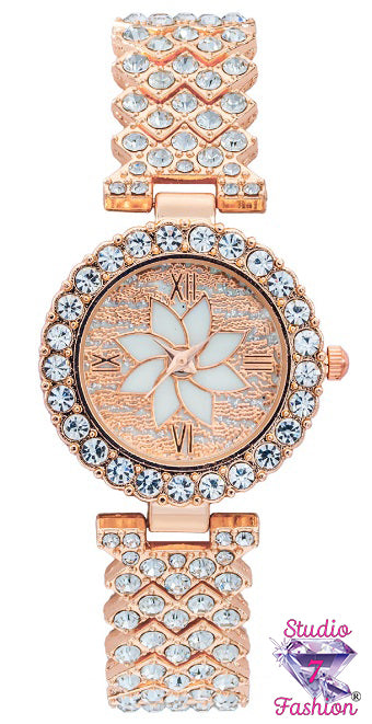 Floral Motif Ladies' Watch Gold