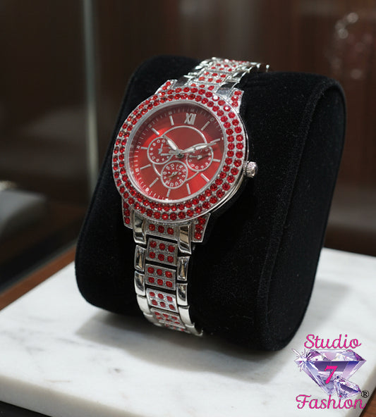 Crimson Rhinestone Watch