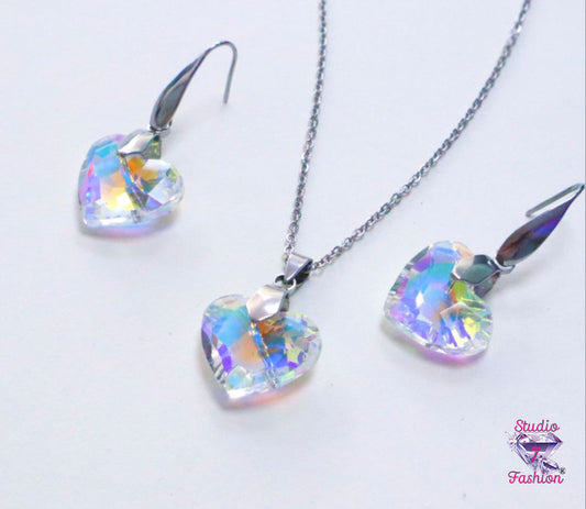 Crystal Iridescent Hearts Set