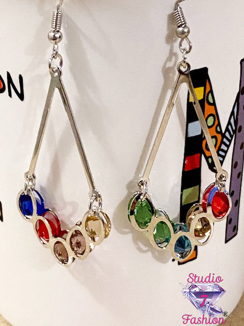 Multi-color Triangular Dangling Earrings