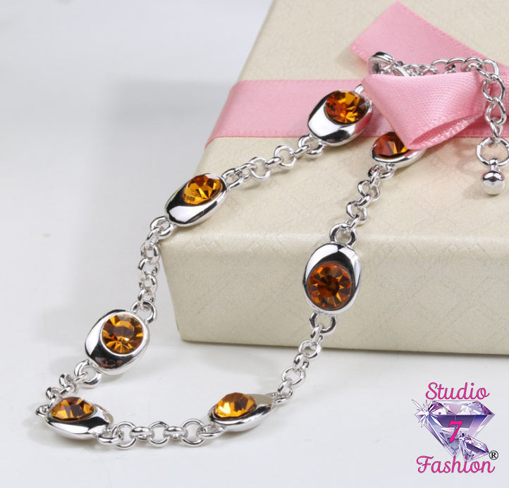 Amber Starburst Rhinestone Bracelet