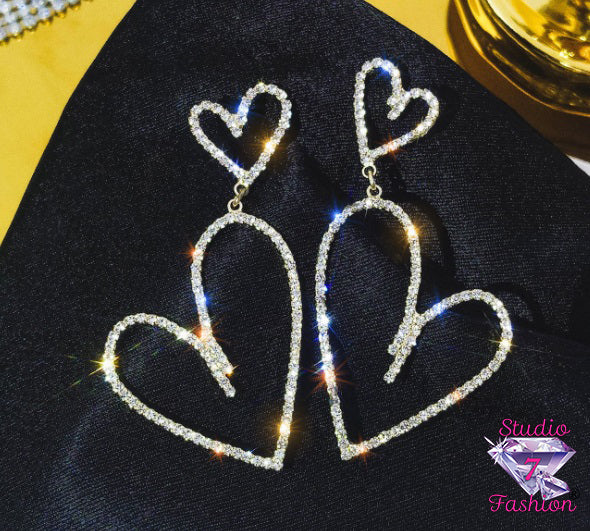 Double Heart Dangling Earrings