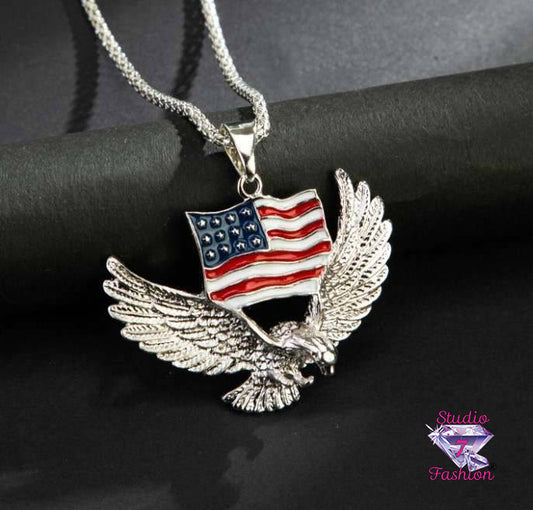 Eagle American Flag Necklace