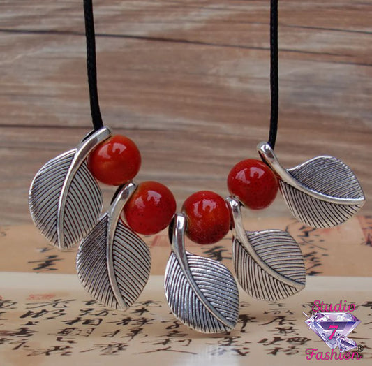 Cherries and Leaves Necklace