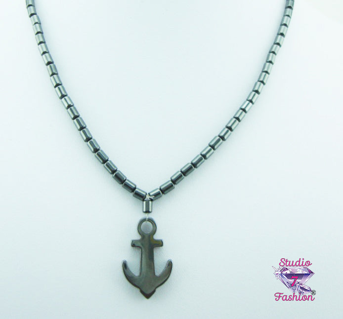 Hematite Anchor Necklace