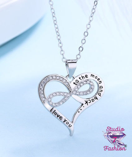 Infinity Heart To the Moon Necklace