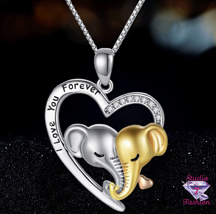 Forever Elephants Heart Necklace