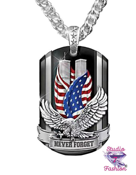 Never Forget Eagle Patriotic Necklace