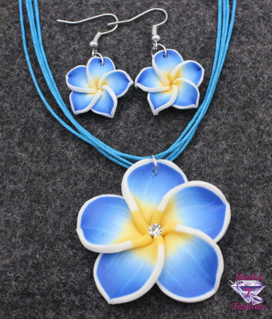 Blue Plumeria Floral Set