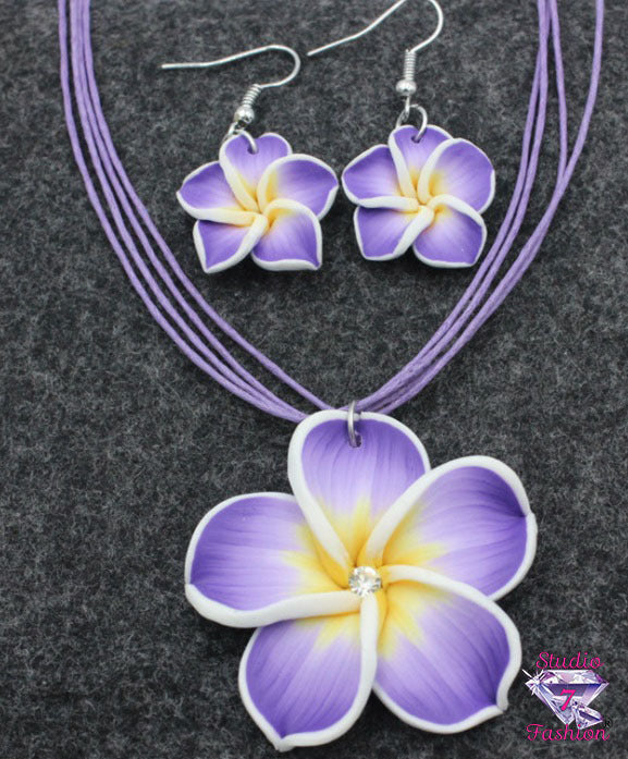 Purple Plumeria Floral Set