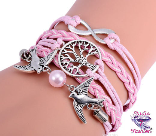 Multilayer Pink Tree of Life Bracelet