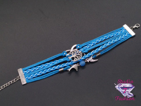 Multilayer Light Blue Tree of Life Bracelet