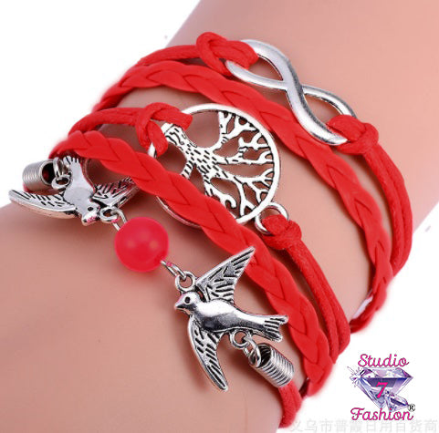 Multilayer Red Tree of Life Bracelet