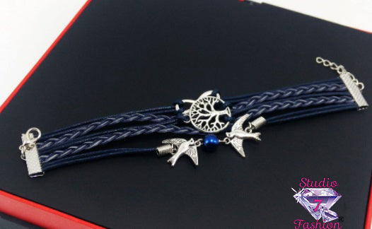 Multilayer Navy Tree of Life Bracelet