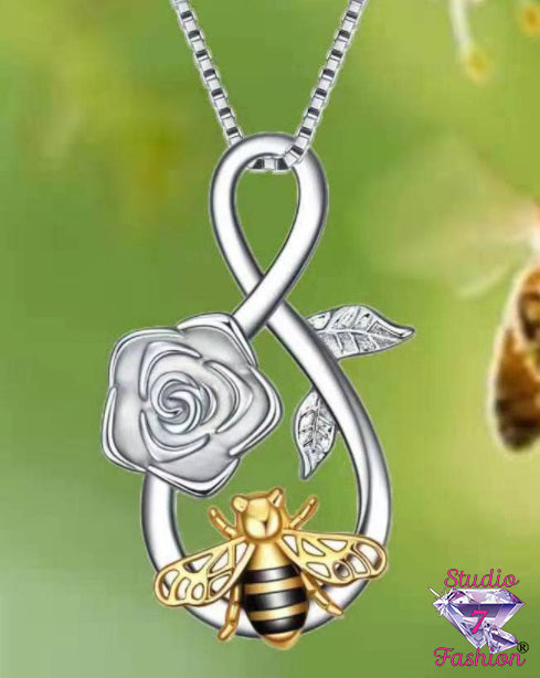 Bumble Bee Floral Infinity Necklace