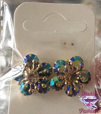 Iridescent Blue Floral Earrings