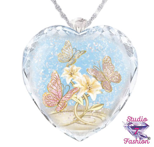 Butterflies in Heart Necklace