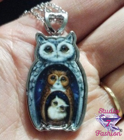 Nesting Owl Family Necklace