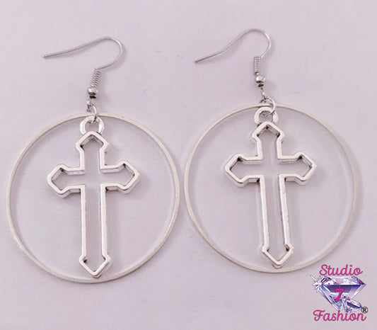 Cross Hoop Earrings