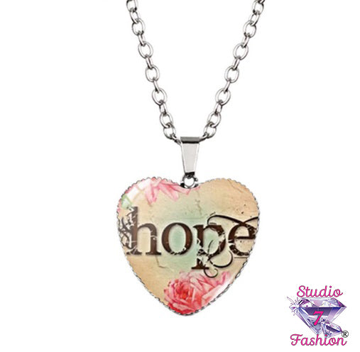 Hope Heart Cabochon Necklace