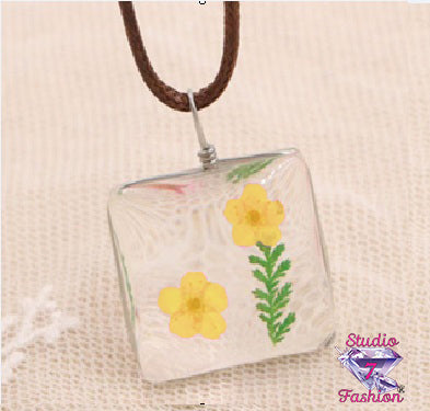 Yellow Floral Corded Necklace