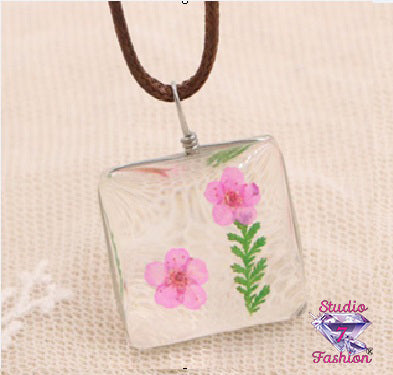 Pink Floral Corded Necklace