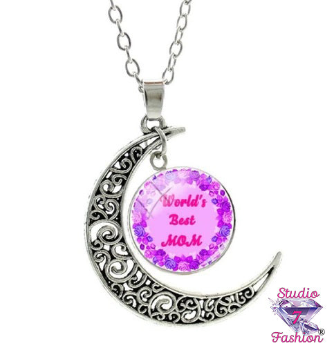 Worlds Best Mom Crescent Necklace