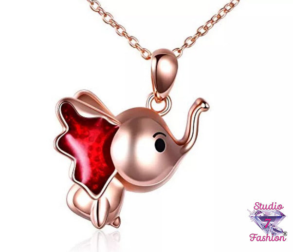 Rose Gold Cartoon Elephant Necklace