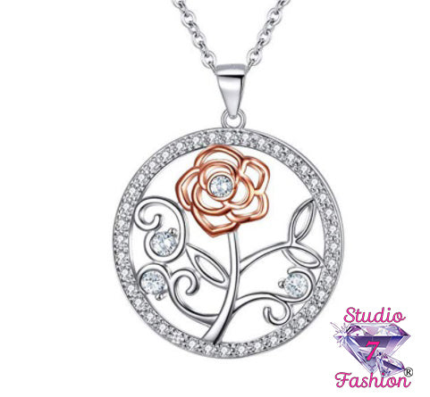 Blooming Rose Circle Necklace