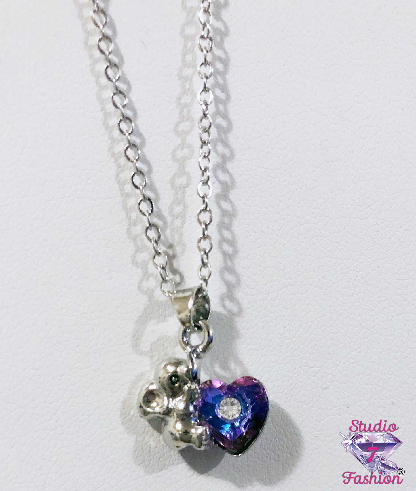 Elephant on Iridescent Heart Necklace