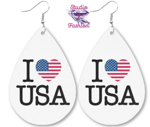 I Heart USA Leatherette Earrings