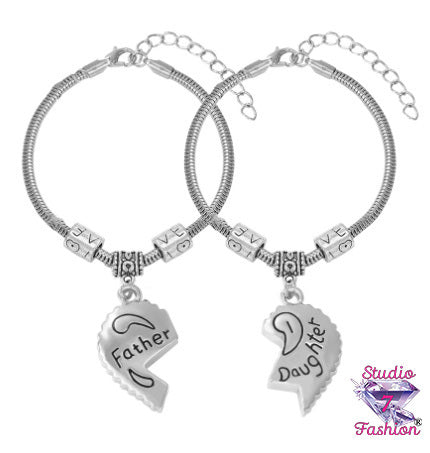 Father Daughter Heart Bracelets