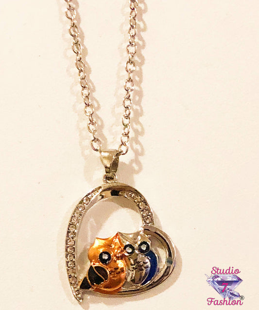 Owl Mates Heart Necklace