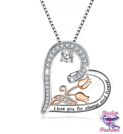 Heart Rose Always and Forever Necklace