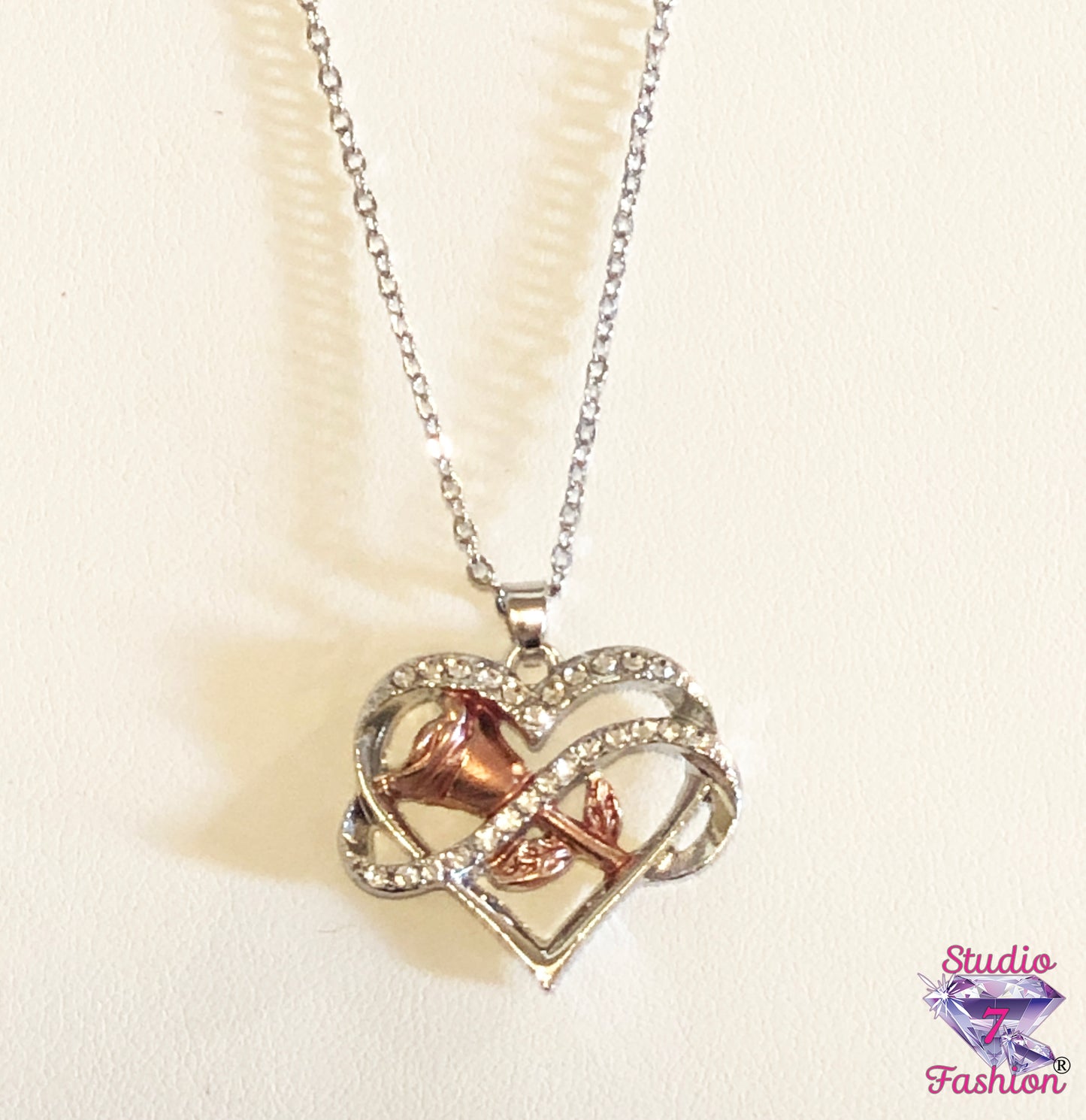 Infinity Rose Heart Necklace