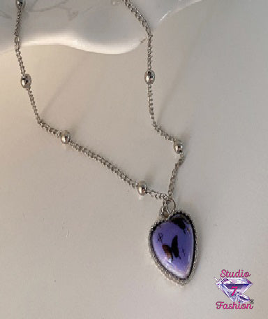 Butterfly Cabochon Heart Necklace