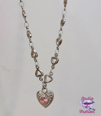 Descending Hearts Chain Necklace