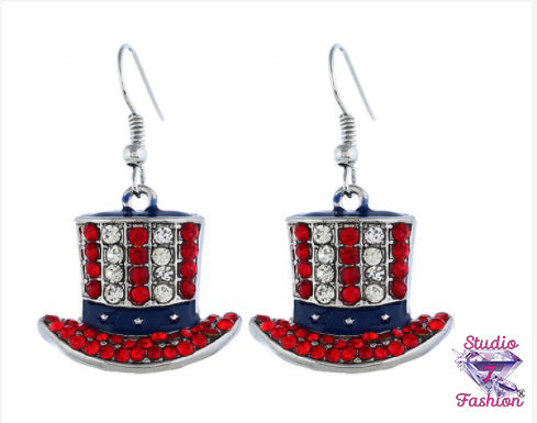 Red White Blue Tophat Earrings